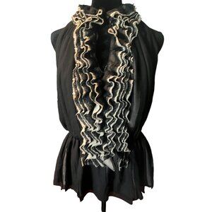 Robert Rodriguez XS Black Ruffled Blouse Women Coquette Victorian Work